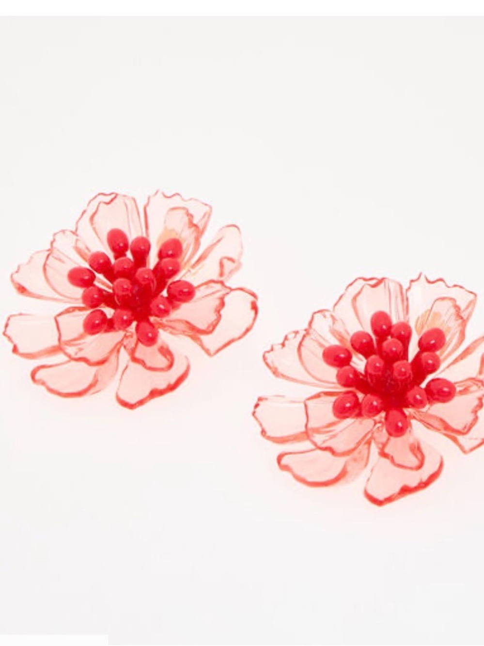 NWT ⚜️🌺⚜️ Piper K Clear Red Flower Stud Earrings